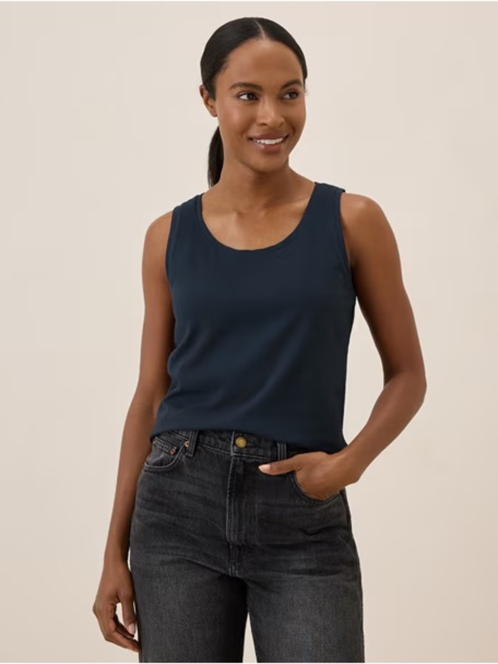 NEW Pact Midnight Blue Luxe Stretch Jersey Tank Top